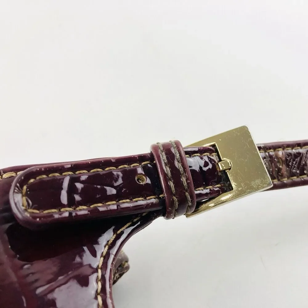 Liz Claiborne Purse Dark Brown Maroon Handbag Faux Leather Croc Alligator Burgun